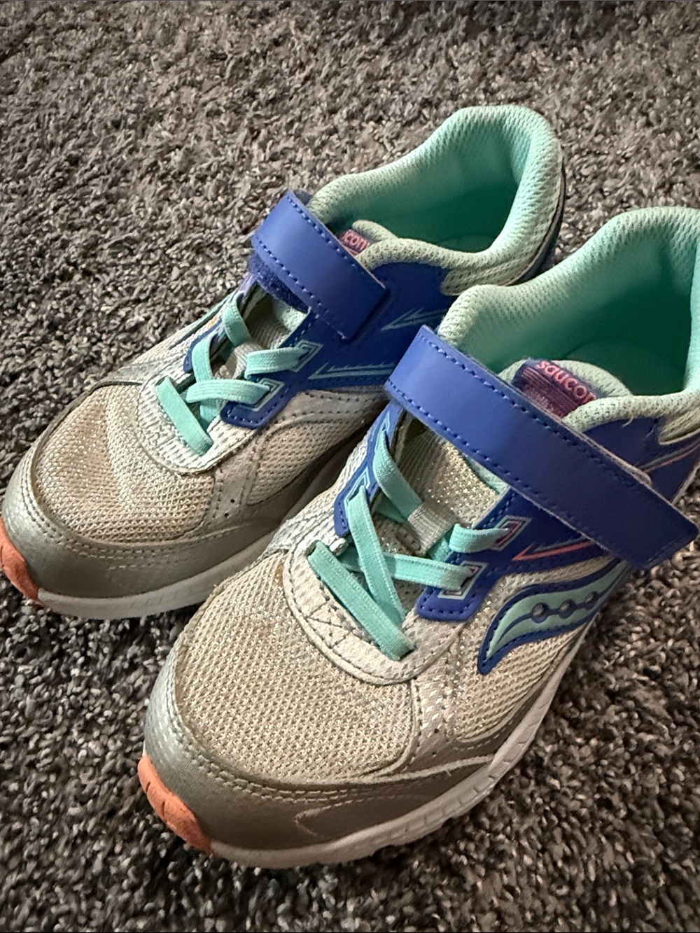 Saucony Kids Gray, Blue and Mint Athletic Sneakers